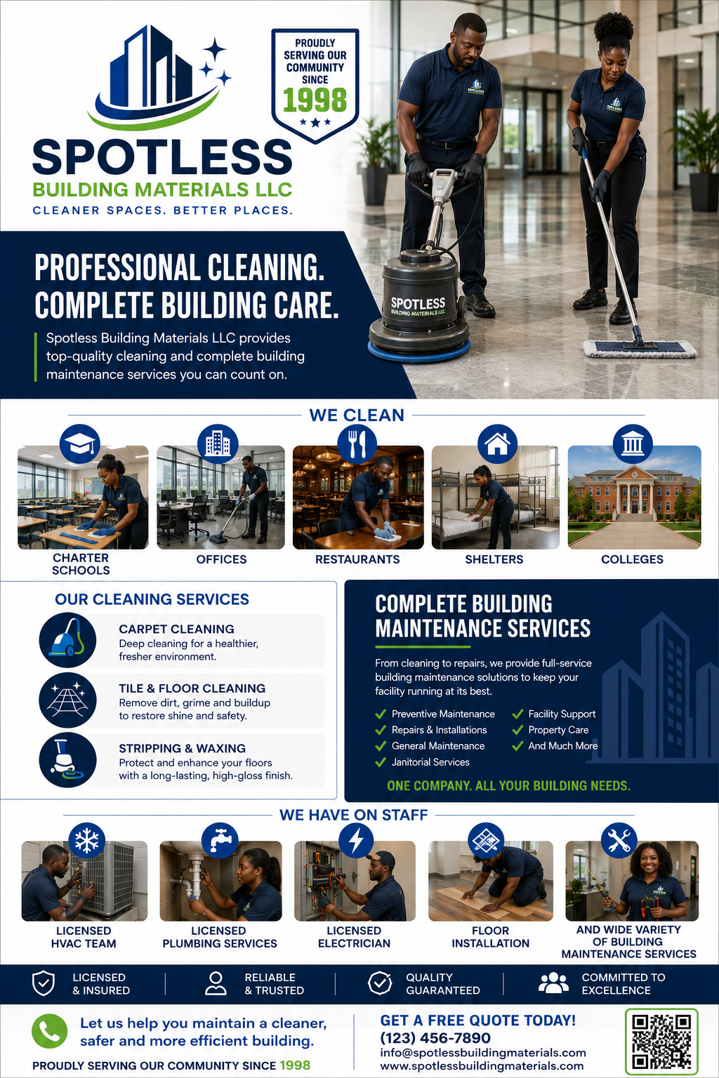 Spotless Building Maintenance full flyer